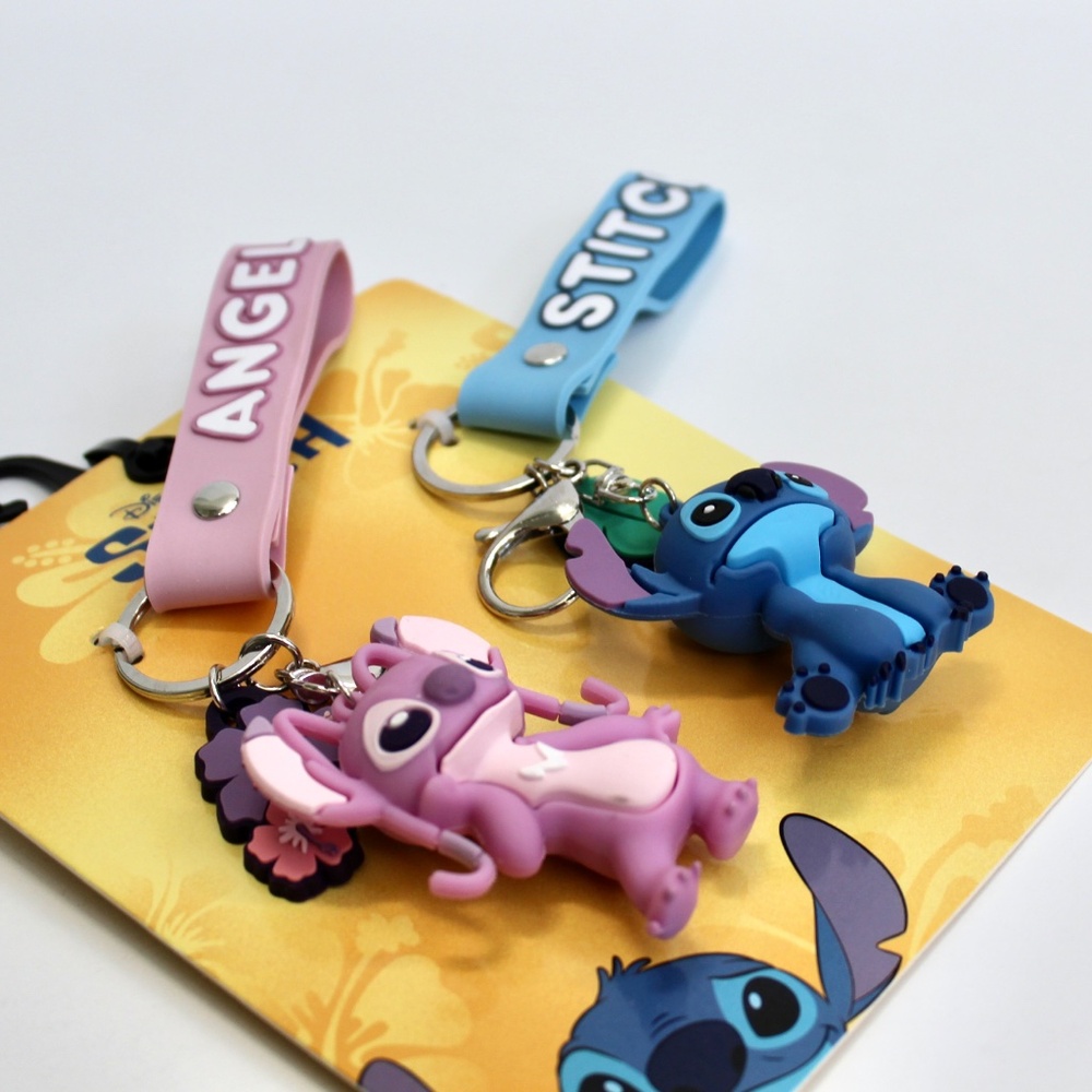 Disney Stitch Stitch and Angel Silicone Wristlet Keyring Keychain Bag Charms - Picture 4 of 5